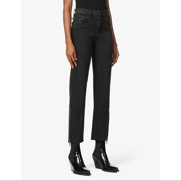 NEW J Brand Jules Chain Embellished Black Jeans - Picture 5 of 8